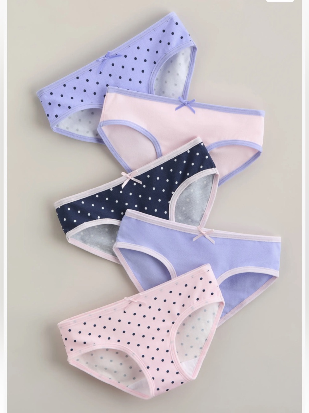 NWT Nordstrom Kids' Assorted 5-Pack Stretch Cotton Hipster Briefs size 4/5 💜